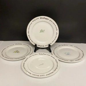 Pottery Barn Bar Lingo Cocktail Themed Appetizer Plates Set of Four 8”D